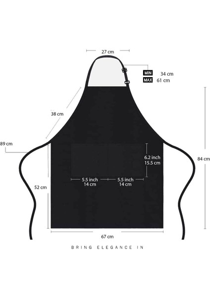 Uzun Bağcıklı Unisex Mutfak Önlüğü, Polyester, Siyah, Şef Tarzı fiyatları