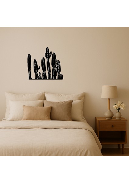 Trendy Kaktüs Desenli Mdf Dekoratif Tablo - ALVN1255-3480