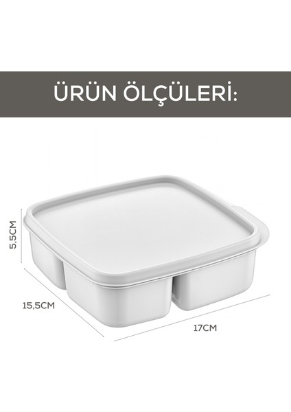 3'lü Set Bölmeli Kare Saklama Kabı Gri fiyatları