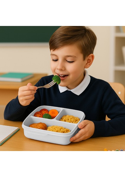 3'lü Set Bölmeli Kare Saklama Kabı Gri modelleri