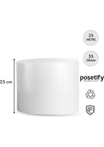 25CMX25METRE Patpat | 1. Sınıf Kalın Balonlu Naylon Rulo | 35GR Pat Pat Ambalaj Malzemesi