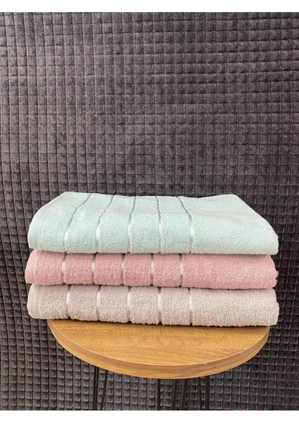 Line 3’lü Banyo Havlu Seti – 100X150 cm %100 Pamuk, Yumuşak Dokulu,çizgili Desenli indirimleri