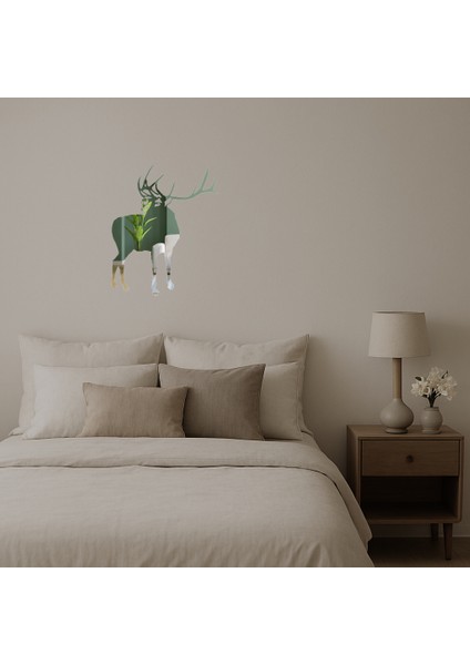 Geyik ve Ağaç Siluetli Dekoratif Aynalı Tablo - ALVN6810-8139 fiyatları