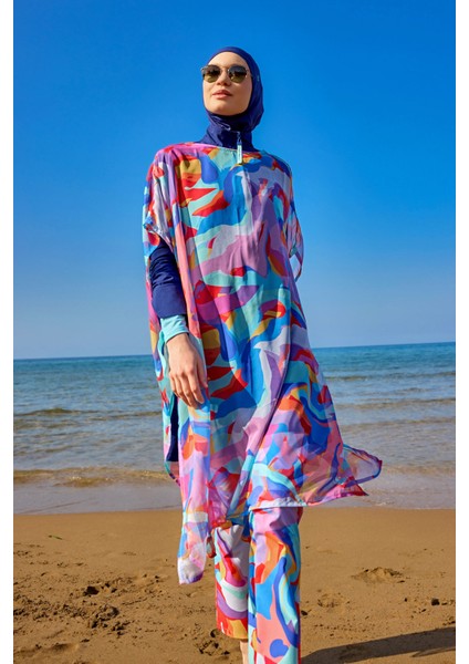 Tropikal Desenli Renkli Pareo Kimono – P2505 modelleri
