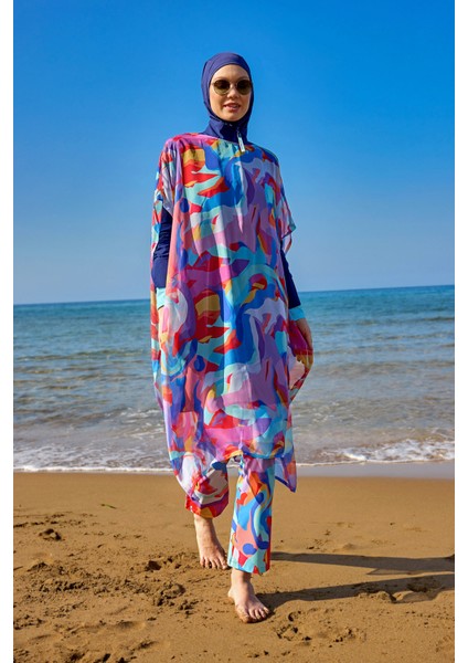 Tropikal Desenli Renkli Pareo Kimono – P2505 fırsatları