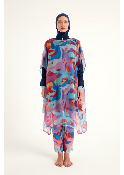 Tropikal Desenli Renkli Pareo Kimono – P2505 indirimleri