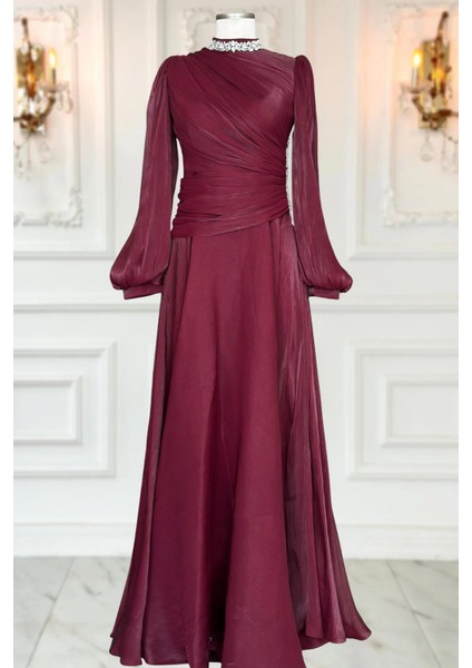 Nergis Abiye Elbise Bordo fiyatları