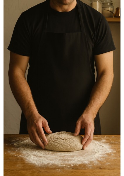 Siyah Gabardin Kumaş Mutfak Aşçı Önlüğü, Profesyonel ve Şık Tasarım modelleri