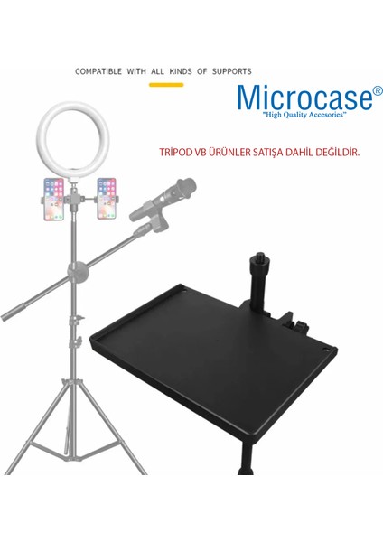 Tripodlara Monte Universal Sehpa Notebook Mikrofon Kitap Vb Malzeme Rafı 200X140MM - AL5291 modelleri