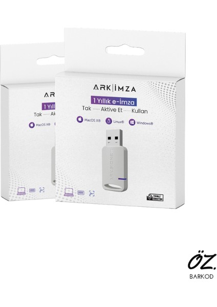 Arksigner E-Imza USB Cihazı - 1 Yıllık Elektronik Imza Sertifikası | Windows, Macos, Linux Uyumlu