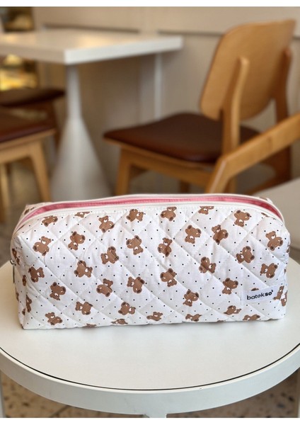 Mini Ayıcık Desenli Saç Şekillendiricileri Için Seyahat Çantası - Xl Boy