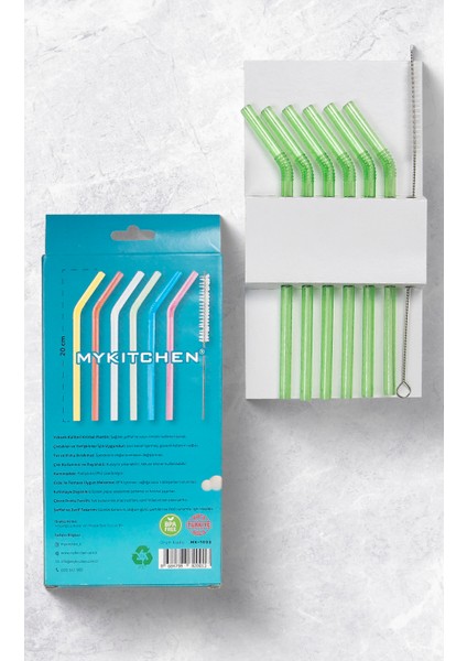 Yeşil Renkli Plastik Pipet ve Temizleme Fırçası - 6'lı Yeşil Renkli Pipet modelleri