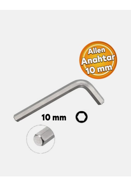 Allen Alyan Anahtar 10 mm Altıgen Vida Somun Sıkma Sökme
