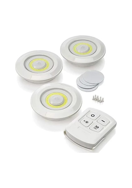 Uzaktan Kumandalı Pilli LED Aydınlatma, 3 Lü Portatif LED Işık Set