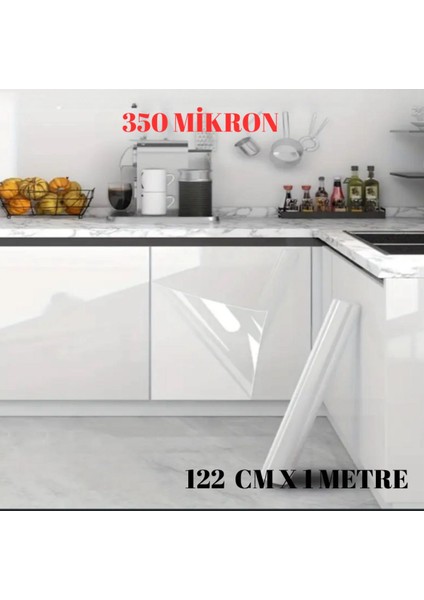 350 Mikron Kendinden Yapışkanlı Mobilya Masa Koruma Folyosu Parlak Şeffaf 122CM x 1metre