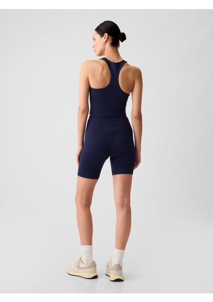 Kadın Lacivert Halter Yaka Crop Spor Üst indirimleri