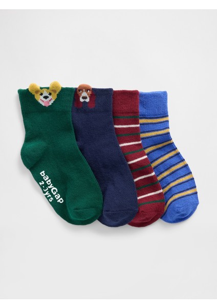 Bebek Çok Renkli Quarter Crew Çorapları