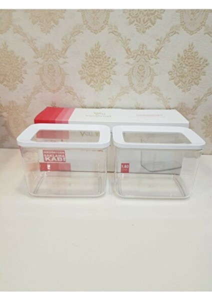 Dikdörtgen Saklama Kabı 1400 Ml, 2'li Set, Beyaz, Pratik ve Şık Tasarım fiyatları