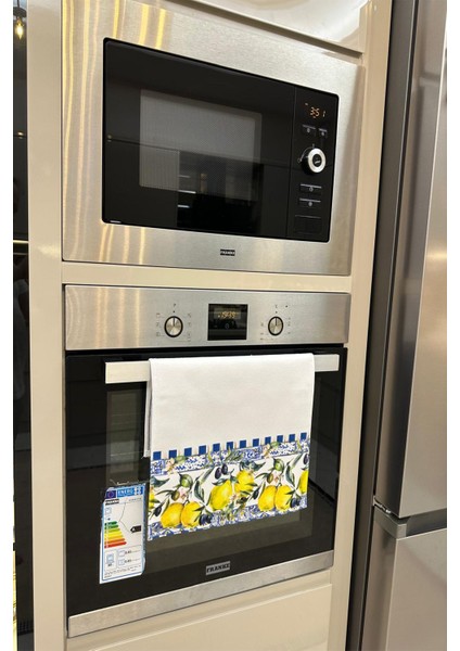 Etnik Desenli Mutfak Pamuklu Fırın Havlusu 35X50 cm Yıkanabilir Mavi