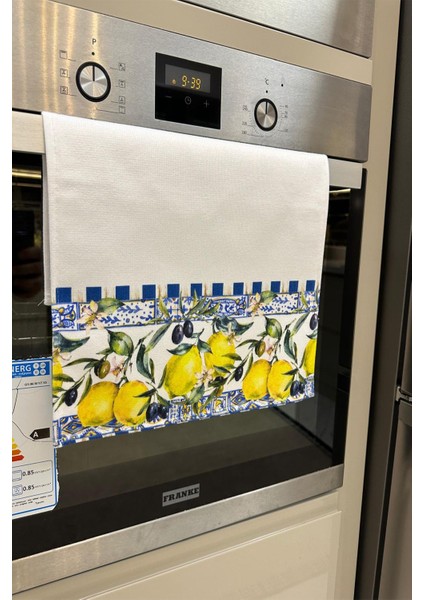 Etnik Desenli Mutfak Pamuklu Fırın Havlusu 35X50 cm Yıkanabilir Mavi fiyatları