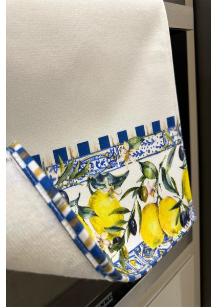 Etnik Desenli Mutfak Pamuklu Fırın Havlusu 35X50 cm Yıkanabilir Mavi modelleri