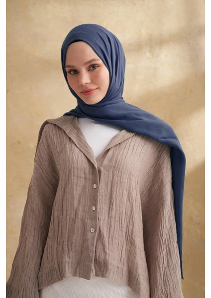 Pamuk Modal Aden Desen Şal - Lacivert