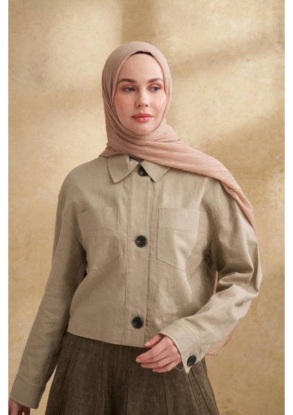 Müslin Yaprak Desen Şal - Sahra