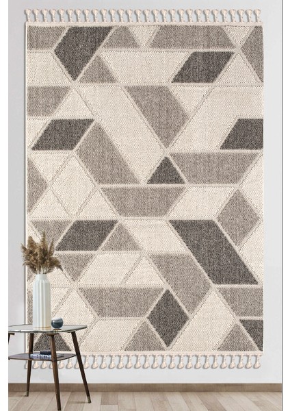 Roma Gri Krem Antrasit Yumuşak Bukleli ve Püsküllü Makine Dokuma Halı Oturma Odası Salon Mutfak Antre indirimleri