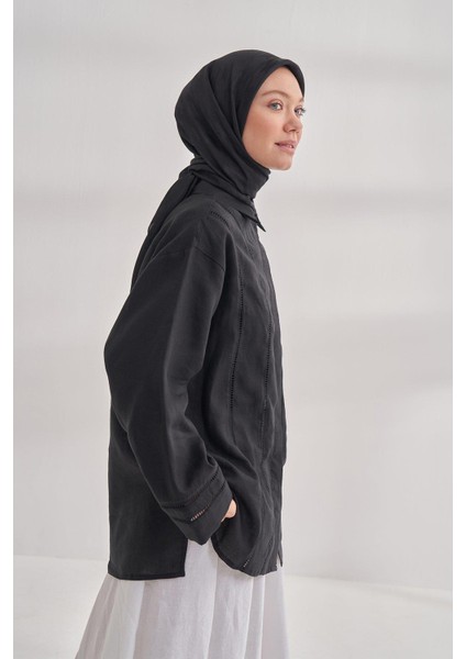 Italyan Jakar Kazayağı Desen Eşarp - Siyah