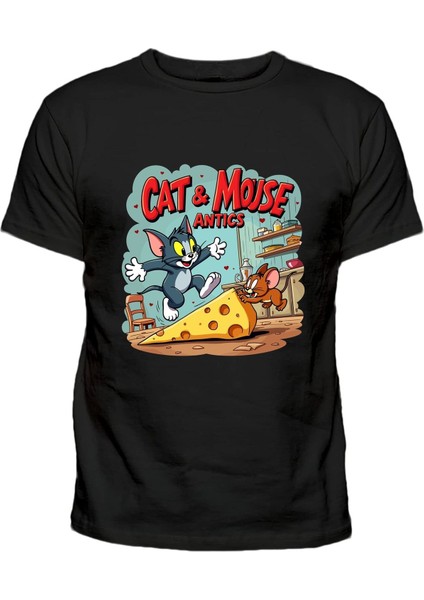 Cat&mouse Antics Baskılı Pamuklu Çocuk Tshirt