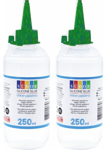 Sıvı Silikon 250 ml 2 Adet Südor Sıvı Silikon Yapıştırıcı Şeffaf Esnek Yapıştırıcı