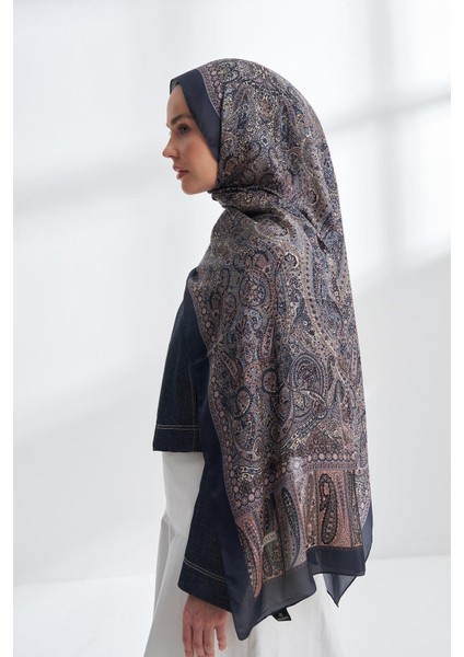 Ethnıc Vual Vıntage Desen Şal - Lacivert - Pudra fiyatları