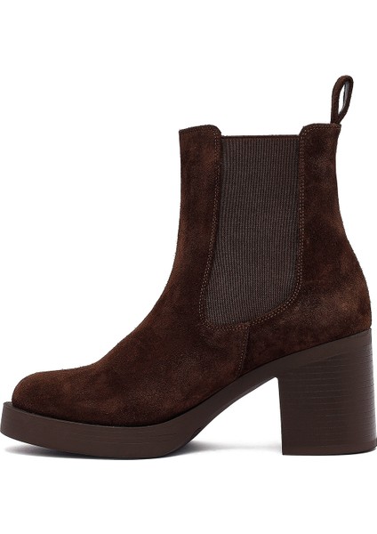 Kadın Kahverengi Topuklu Süet Deri Chelsea Bot 25WFD153710 fırsatları