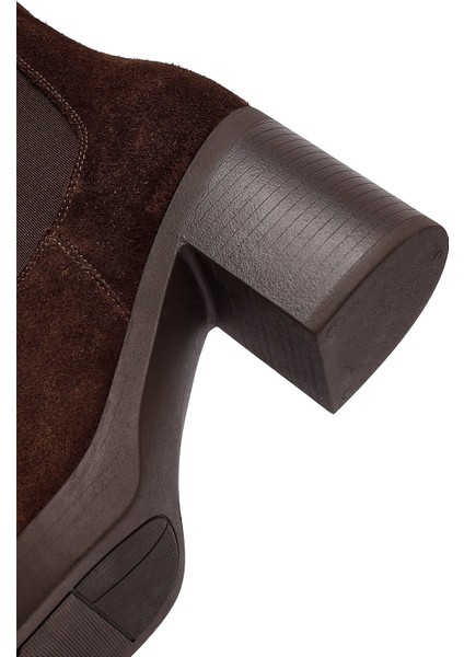 Kadın Kahverengi Topuklu Süet Deri Chelsea Bot 25WFD153710