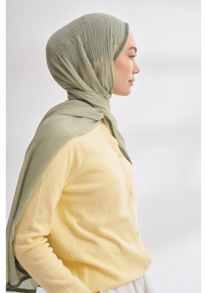 Müslin Biyeli Şal - Keten Yeşili modelleri