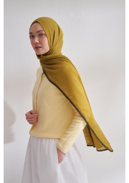 Müslin Biyeli Şal - Zeytin