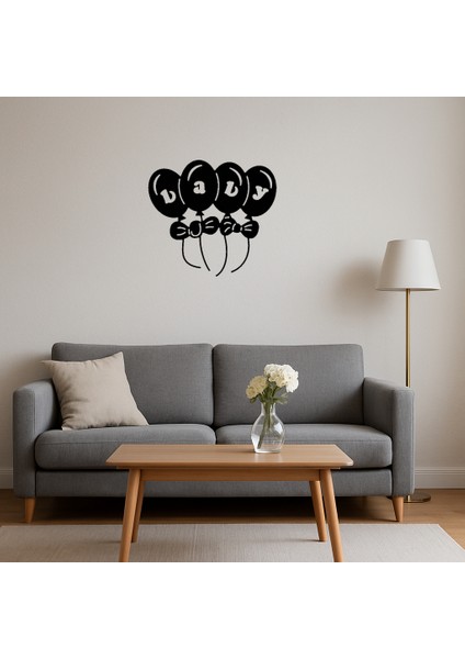Bebek ve Balonlar Temalı Mdf Dekoratif Tablo - ALVN7647-1315 fırsatları