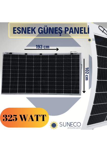 325 Watt Yarı Esnek Güneş Paneli Half Cut Monokristal Solar Güneş Paneli Karavan Tekne
