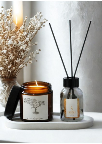 3lü Set Koku Giderici Oda Kokusu Okyanus 50 ml+ Amber Mum(Kokusuz) 100cc + Altlık