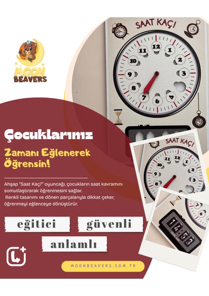 Çocuklar Için Saat Öğreten Eğitici Ahşap Yapboz | Zaman Kavramını Eğlenerek Öğrenme Seti