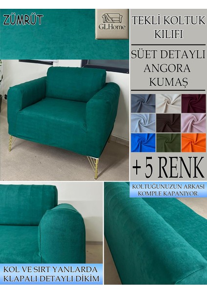 Süet Detaylı Angora Kumaş Tekli Komple Giydirme Tekli & Berjer , Bohem, Porto, Vb Model Koltuk Kılıfı