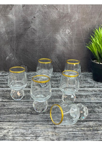 6 Kişilik Yaldızlı Cam Elmas Ayaklı Kahve Yanı Bardağı Bardak 50ML fiyatları