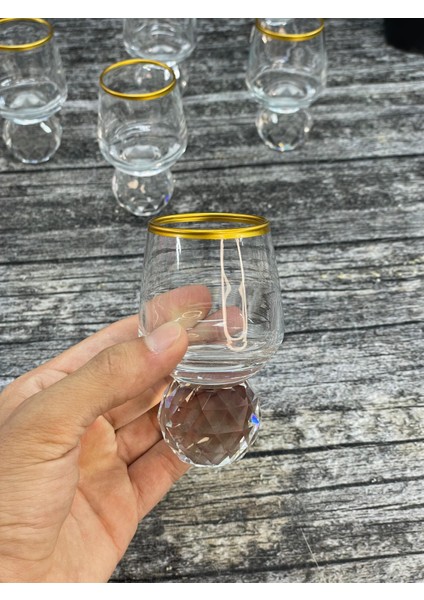 6 Kişilik Yaldızlı Cam Elmas Ayaklı Kahve Yanı Bardağı Bardak 50ML modelleri