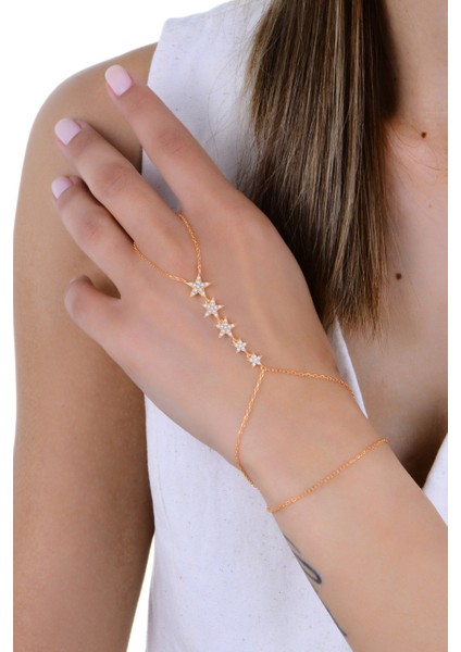 Gümüş Rose Zirkon Taşlı Kayan Yıldızlar Şahmeren SGTL13003ROSE