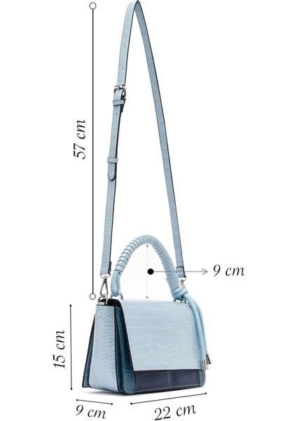 Kadın Mavi Uzun Askılı Kroko Desenli Çapraz Çanta 25ABD2706E3 fiyatları