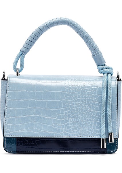 Kadın Mavi Uzun Askılı Kroko Desenli Çapraz Çanta 25ABD2706E3 modelleri