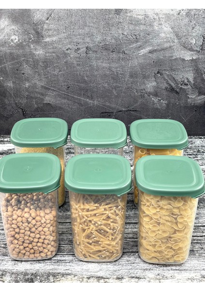 6 Lı Plastik Vakum Kapaklı Saklama Kabı Erzak Bakliyat Kavanoz Peggy Set 1.2 Litre Kare fiyatları