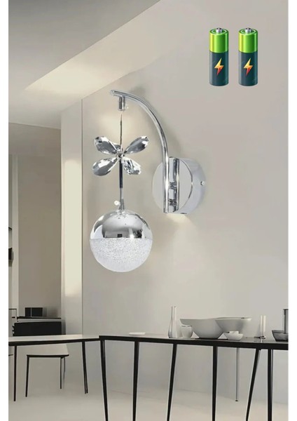 Şık Sarkıt Krom Kaplama Oturma Yatak Mutfak Çocuk Odası Duvar LED Pilli Aplik