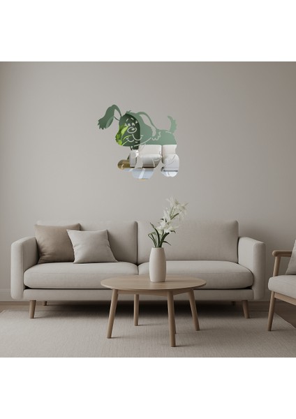 Pembe Tasmalı Kahverengi Yavru Köpek Aynalı Tablosu - ALVN4909-9381