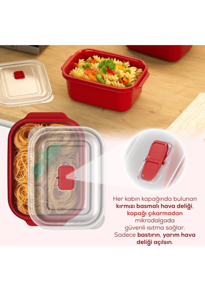 Kapaklı 3’lü Mikrodalgaya Uygun Dikdörtgen Saklama Kabı Seti - 2000 ml fiyatları